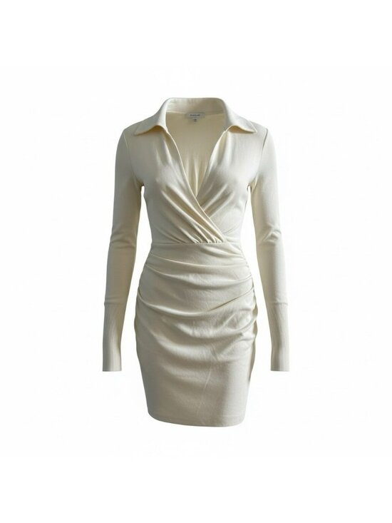 Gauge81 Dresses & Skirts - Gauge 81 Ivory Wrap Dress Womens XS NWT Long Sleeved Draped Mini Collared